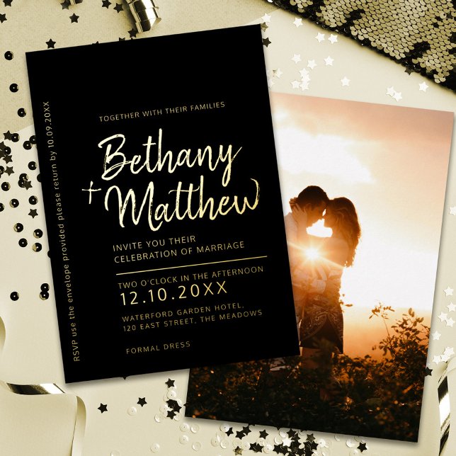 Minimalist calligraphy script wedding black gold (Creator Uploaded)