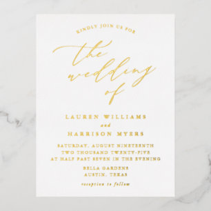 Minimalist Calligraphy Script Wedding Foil Invitation Postcard