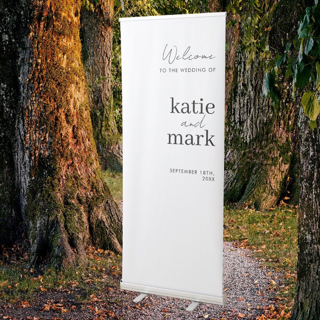 Minimalist Calligraphy Script Wedding Welcome  Retractable Banner (Minimalist Calligraphy Script Wedding Welcome Retractable Banner)