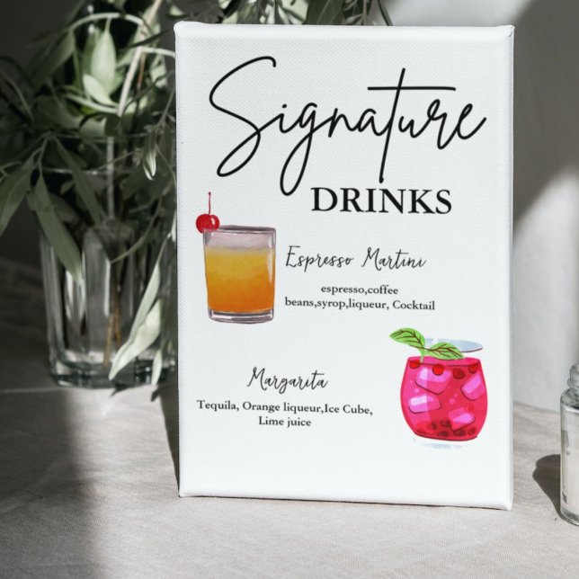 Minimalist Calligraphy Signature Drink wedding sig Pedestal Sign (Creator Uploaded)