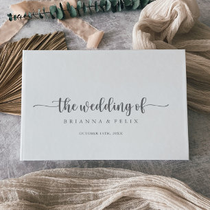 Minimalist Calligraphy Silver Wedding  Guest Book