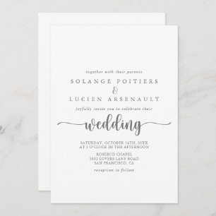 Minimalist Calligraphy Silver Wedding Invitation