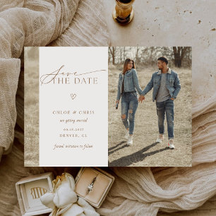 Minimalist Calligraphy Simple Script Wedding Photo Save The Date