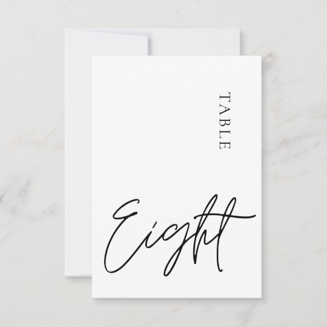 Minimalist Calligraphy Table eight Table Number (Front)