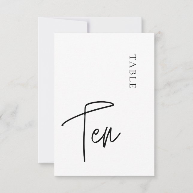 Minimalist Calligraphy Table ten Table Number (Front)