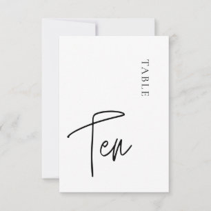 Minimalist Calligraphy Table ten Table Number