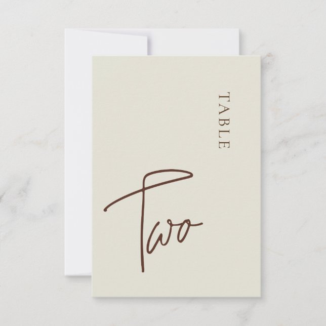 Minimalist Calligraphy Table two Table Number (Front)