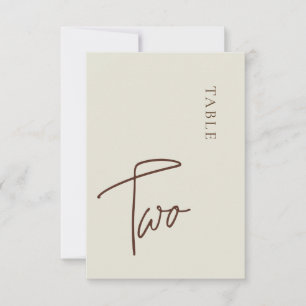 Minimalist Calligraphy Table two Table Number