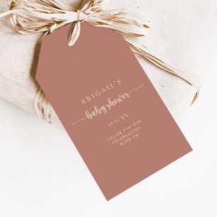 Minimalist Calligraphy Terracotta Baby Shower Gift Tags