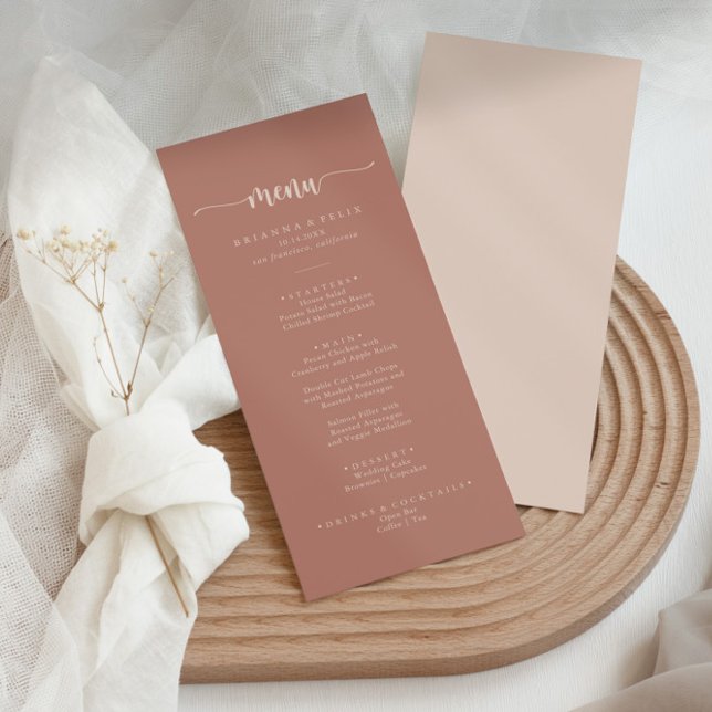 Minimalist Calligraphy Terracotta Dinner Menu (Creator Uploaded)