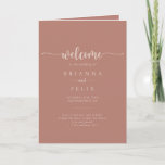 Minimalist Calligraphy Terracotta Folded Wedding  Programme<br><div class="desc">This minimalist calligraphy terracotta folded wedding program is perfect for a rustic wedding. The simple and elegant design features classic and fancy script typography. 

Include a quote or short message,  order of service,  wedding party and thank you message.</div>