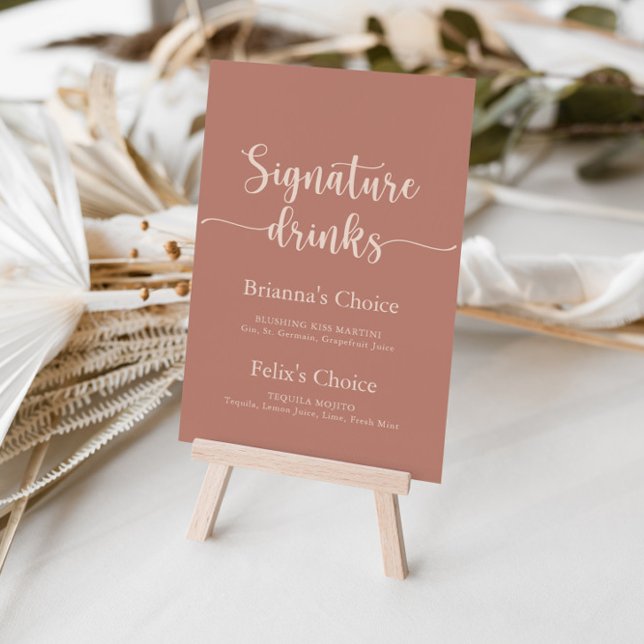 Minimalist Calligraphy Terracotta Signature Drinks Poster (Creator Uploaded)