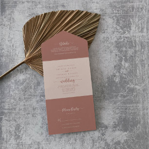 Minimalist Calligraphy Terracotta Wedding  All In One Invitation