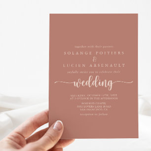 Minimalist Calligraphy Terracotta Wedding Invitation