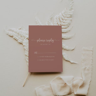 Minimalist Calligraphy Terracotta Wedding RSVP Card