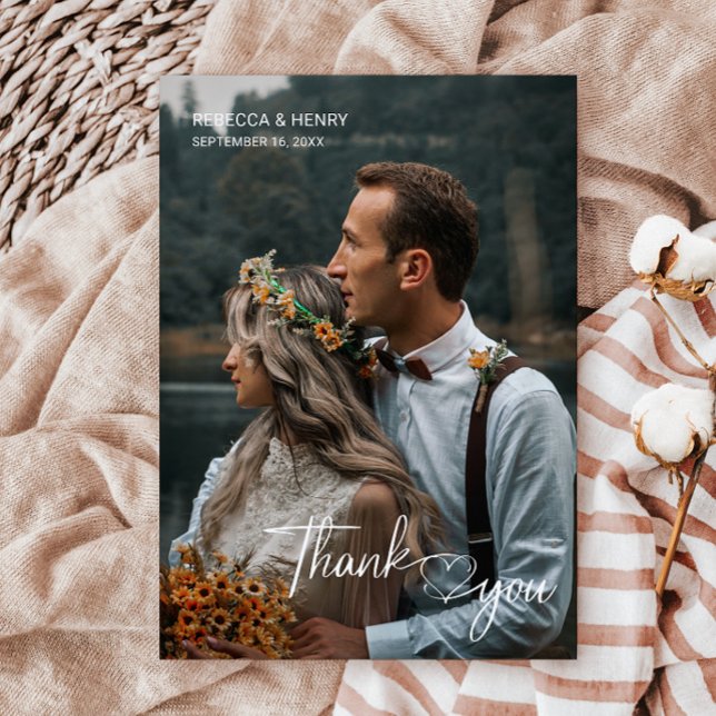 Minimalist Calligraphy Thank You Photo Card (Leave a lasting impression and express your thanks in a truly special and meaningful way.)