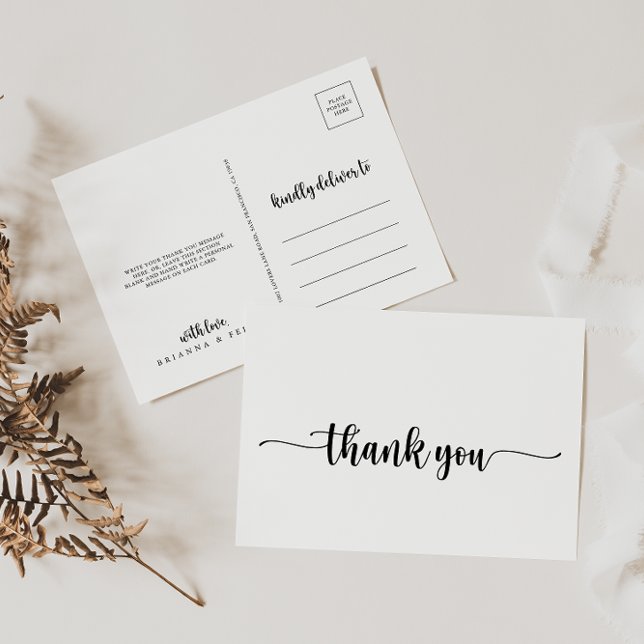 Minimalist Calligraphy Thank You Postcard (Creator Uploaded)