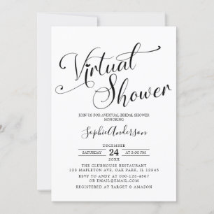 Minimalist Calligraphy Virtual Bridal Shower Invitation