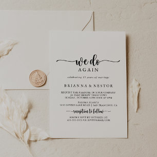 Minimalist Calligraphy We Do Again Vow Renewal Invitation