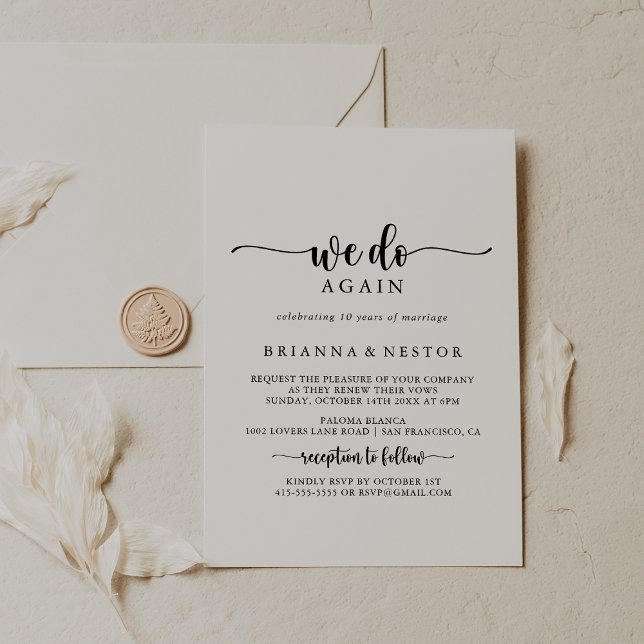 Minimalist Calligraphy We Still Do Vow Renewal  Invitation (Creator Uploaded)