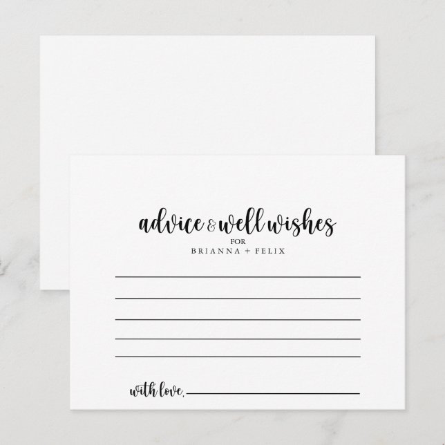 Minimalist Calligraphy Wedding Advice Card (Front/Back)