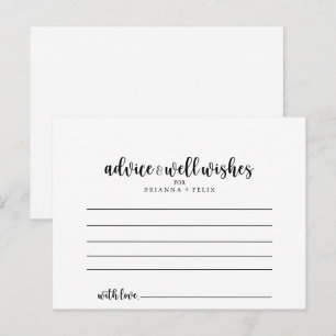 Minimalist Calligraphy Wedding Advice Card