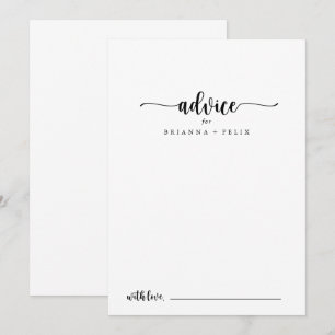 Minimalist Calligraphy Wedding Advice Card