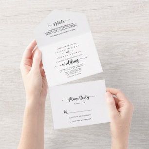 Minimalist Calligraphy Wedding All In One Invitation