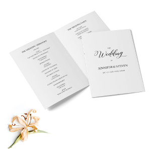 Minimalist Calligraphy Wedding Folded Program Programme