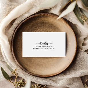 Minimalist Calligraphy Wedding Gift Registry  Enclosure Card