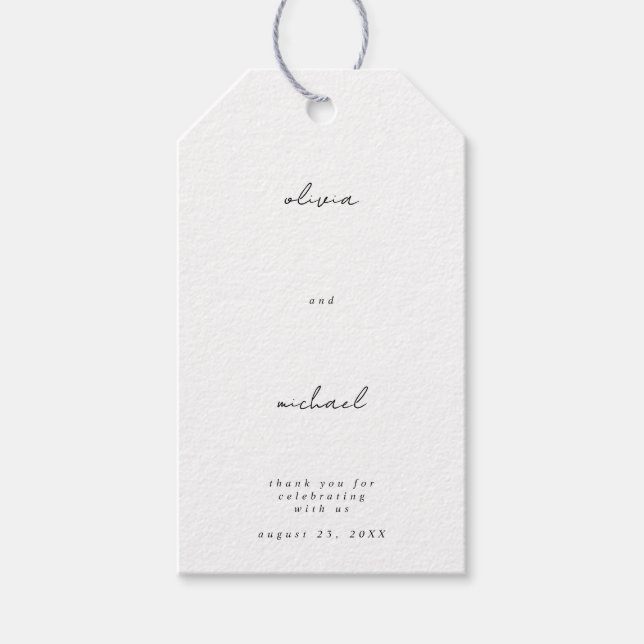 Minimalist Calligraphy Wedding Gift Tag (Front)