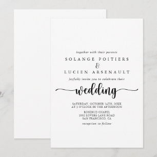 Minimalist Calligraphy Wedding  Invitation