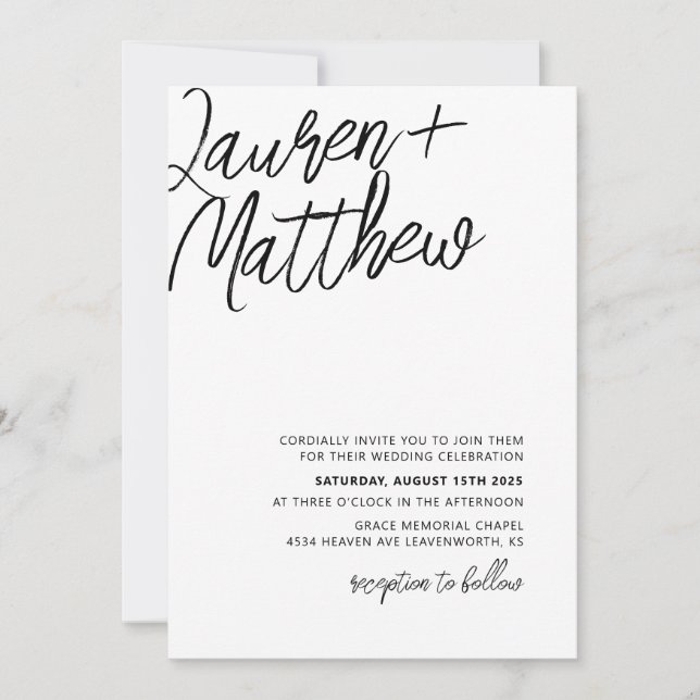 Minimalist Calligraphy Wedding Invitation (Front)