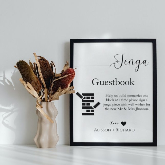 Minimalist calligraphy  wedding Jenga guestbook (Creator Uploaded)