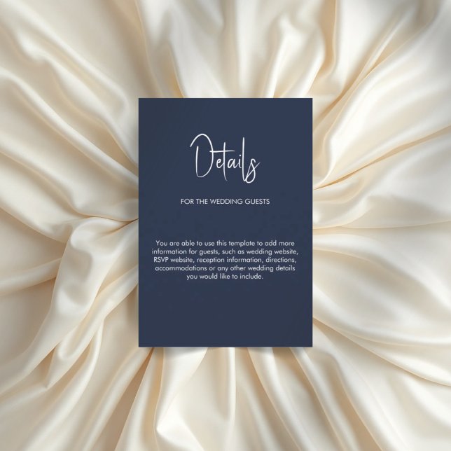 Minimalist calligraphy wedding navy blue  enclosure card (Creator Uploaded)