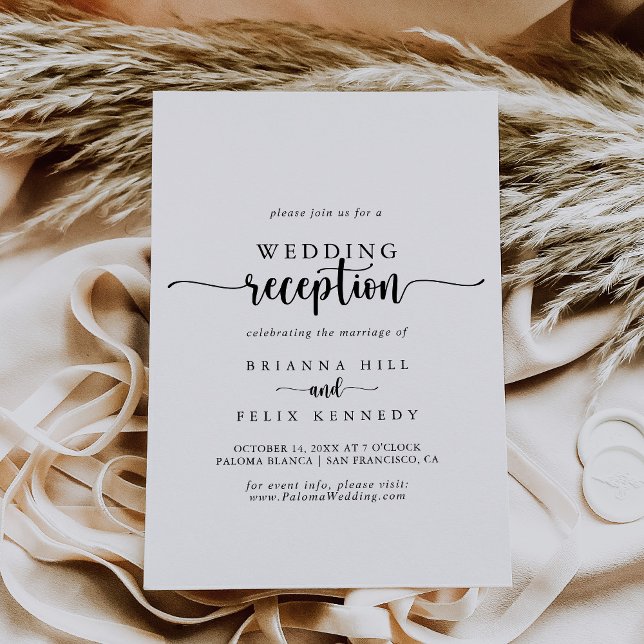 Minimalist Calligraphy Wedding Reception  Invitation (Creator Uploaded)