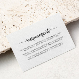 Minimalist Calligraphy Wedding Recipe Request  Enclosure Card