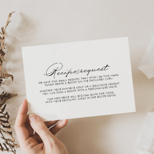Minimalist Calligraphy Wedding Recipe Request Enclosure Card