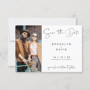 Minimalist Calligraphy Wedding Save The Date Card
