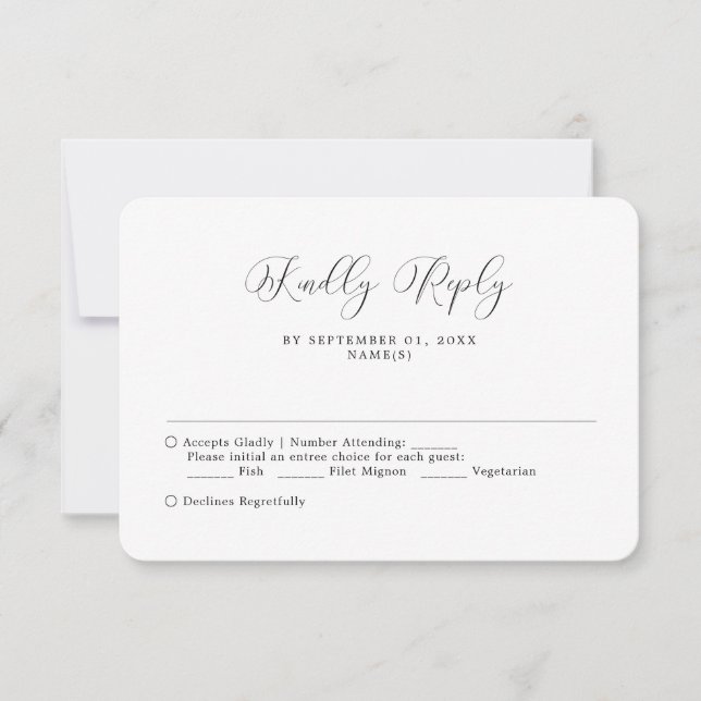 Minimalist Calligraphy Wedding Simple Rsvp Card (Front)