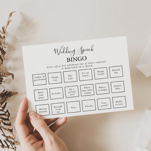Minimalist Calligraphy Wedding Speech Bingo (Creator Uploaded)