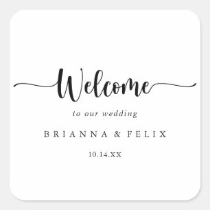 Minimalist Calligraphy Wedding Welcome  Square Sticker