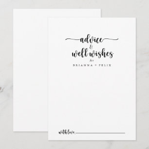 Minimalist Calligraphy Wedding Well Wishes  Advice Card