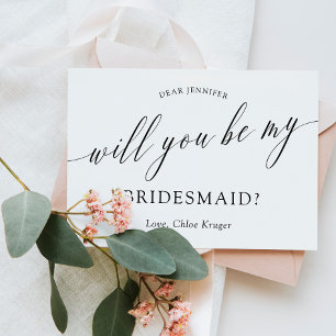 Minimalist Calligraphy Will You Be My Bridesmaid? Invitation