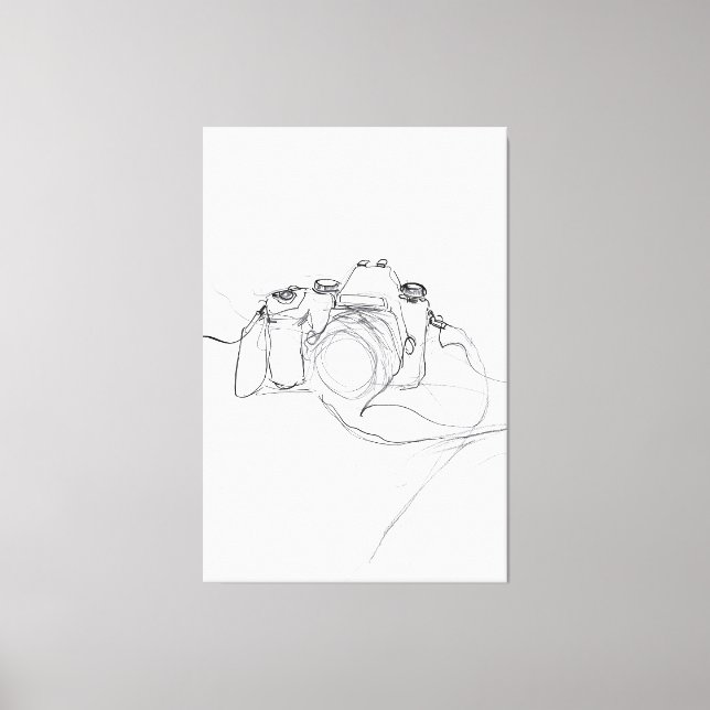 Minimalist Camera Sketch - Premium Canvas Print (Front)