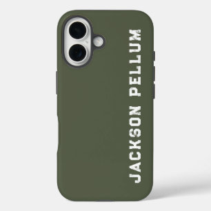 Minimalist Camo Green Monogram Name Case-Mate iPhone 16 Case