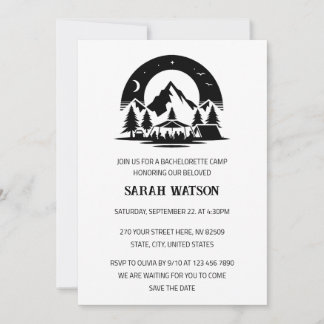 Minimalist Camping Bachelorette Party Invitation