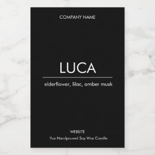 Minimalist Candle Label Elegant Sticker Luca B&W