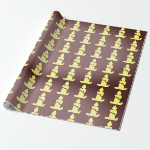 Minimalist Candle Pattern on Brown Background Wrapping Paper