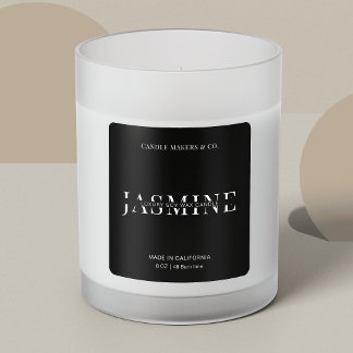 Minimalist Candle Square Label Personalised Black